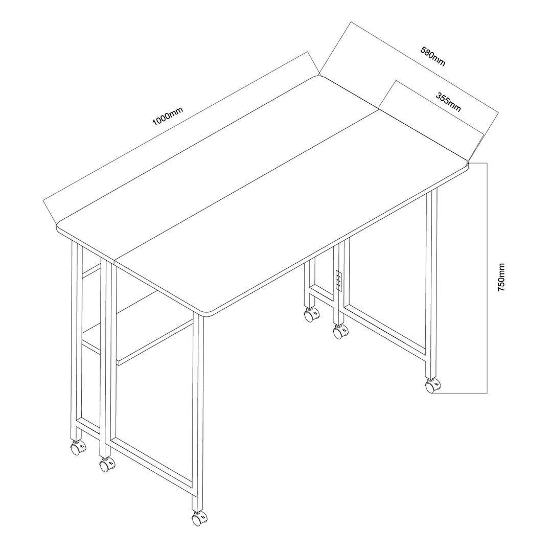 Maclean Klapptisch, schwarz, mobil, Platte 100x58cm, max. 50kg, MC-126 B