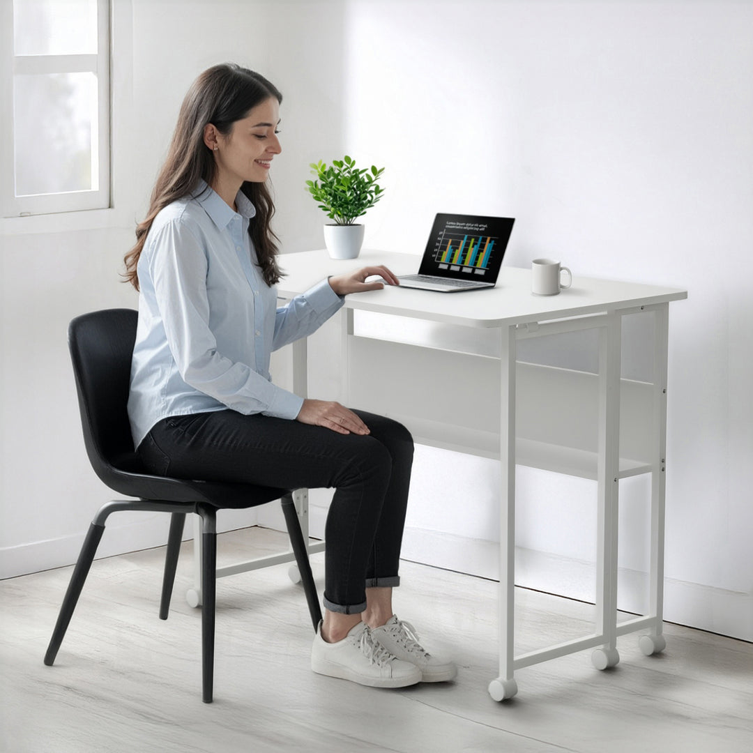 Maclean Klapptisch, weiß, fahrbar, Platte 100x58cm, max. 50kg, MC-126 W