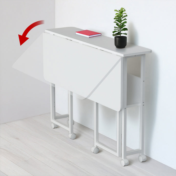 Maclean Klapptisch, weiß, fahrbar, Platte 100x58cm, max. 50kg, MC-126 W