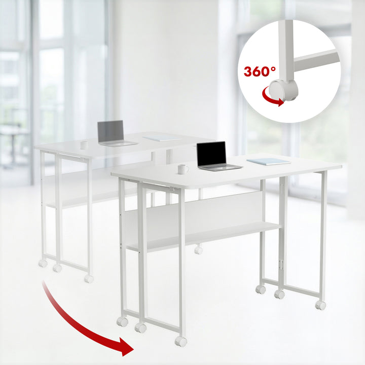 Maclean Klapptisch, weiß, fahrbar, Platte 100x58cm, max. 50kg, MC-126 W