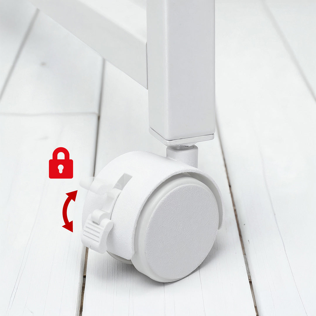 Maclean Klapptisch, weiß, fahrbar, Platte 100x58cm, max. 50kg, MC-126 W