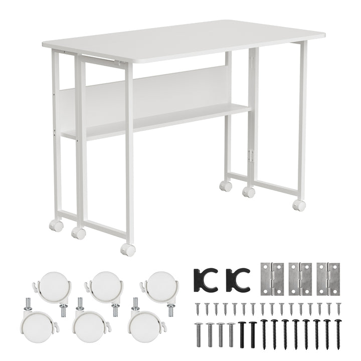 Maclean Klapptisch, weiß, fahrbar, Platte 100x58cm, max. 50kg, MC-126 W