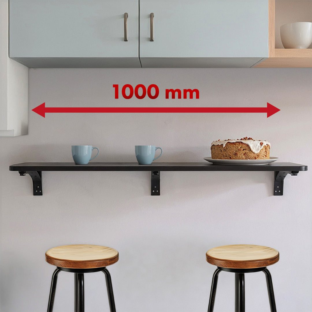 Maclean folding shelf/top, black, 100x20 cm, max. 50 kg, MC-129 B