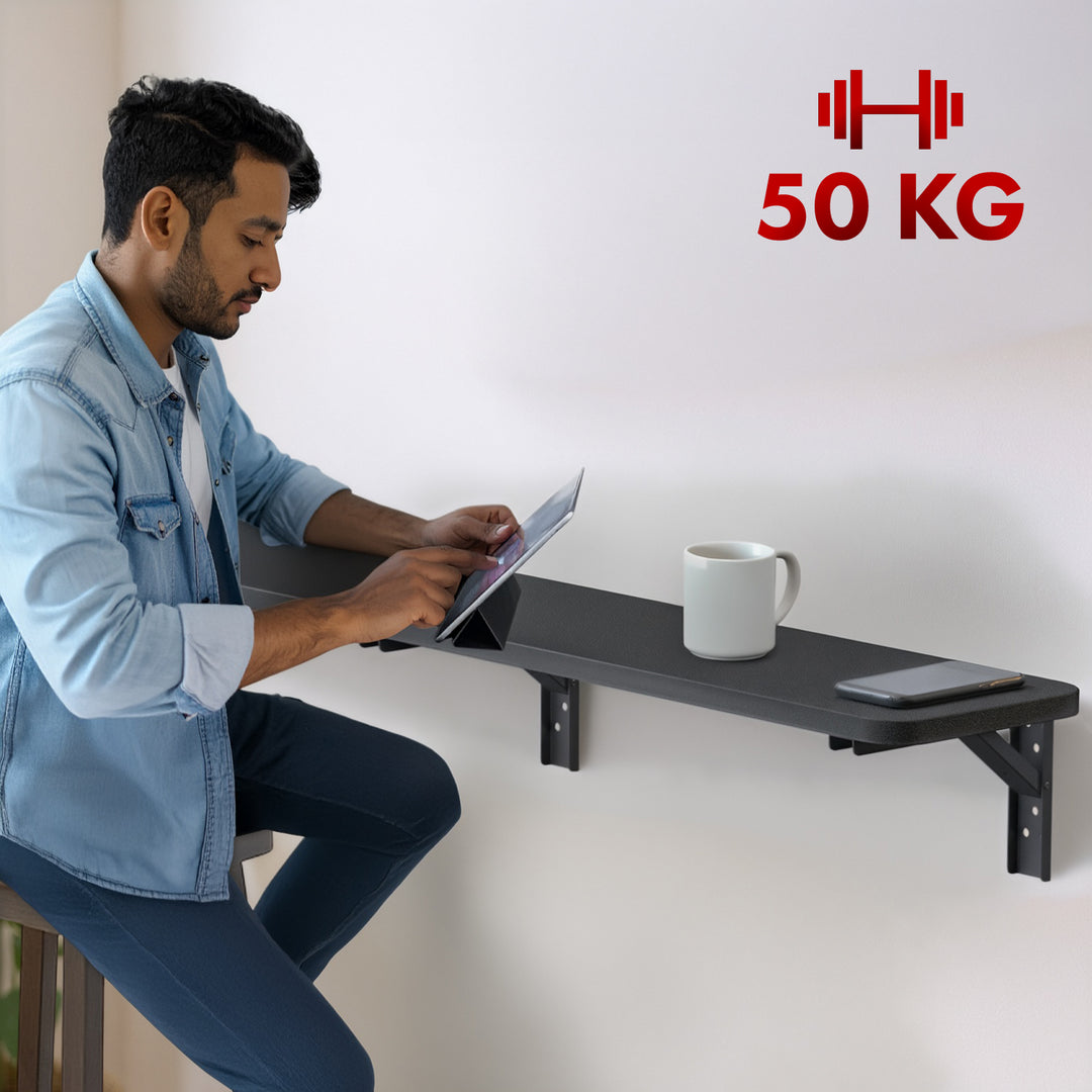 Maclean folding shelf/top, black, 100x20 cm, max. 50 kg, MC-129 B