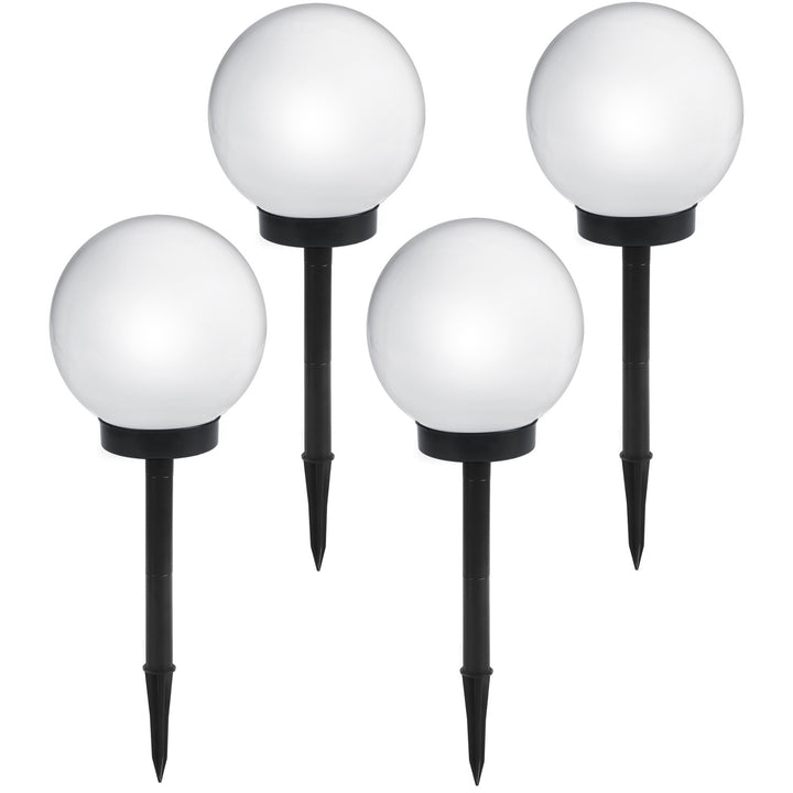 GreenBlue lámpara solar, independiente, jardín, esfera 25x25x58cm, LED blanco, GB166, 4 piezas
