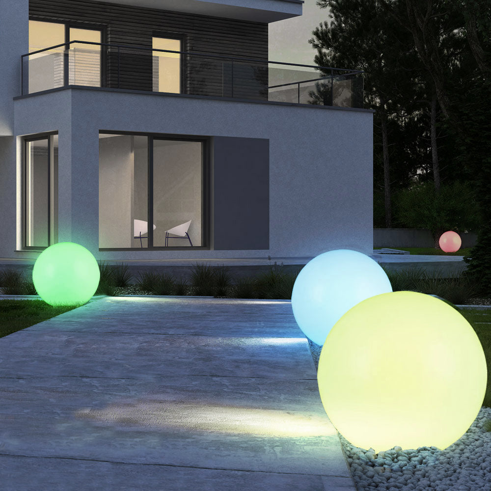 Solar freestanding garden lamp GB167 - sphere 30x30x63cm, color LED, 4 pieces
