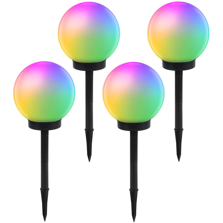 Solar freestanding garden lamp GB167 - sphere 30x30x63cm, color LED, 4 pieces