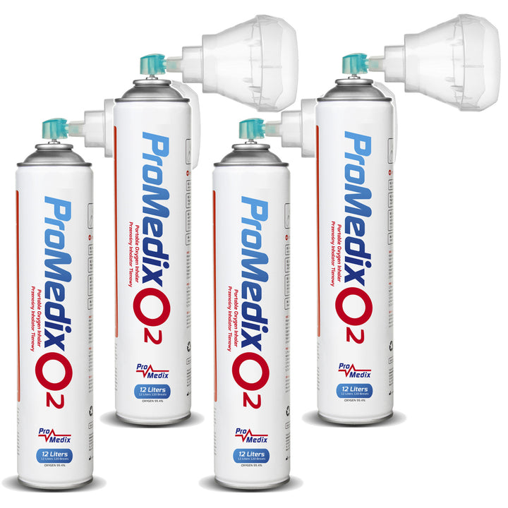 Portable 99.4% canned oxygen inhaler Promedix 12L, PR-994, 4 pieces