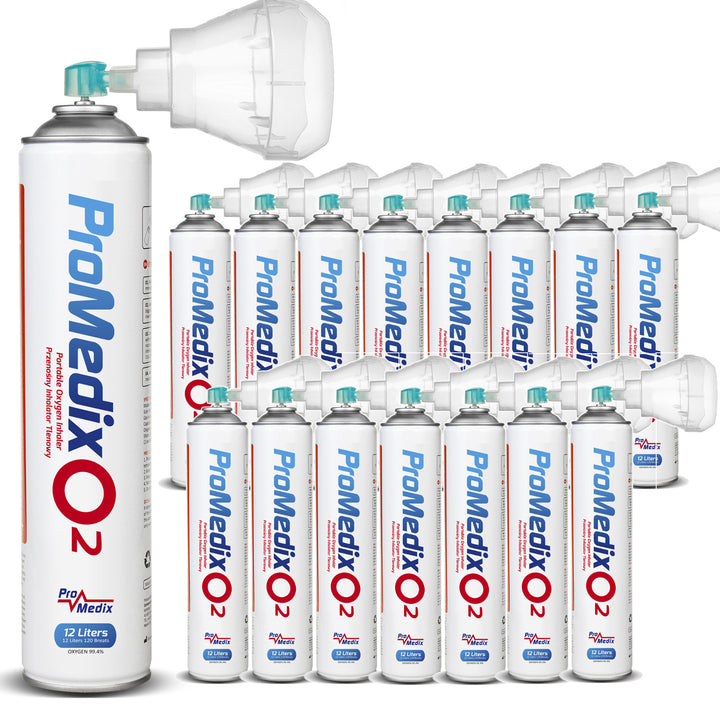 Portable 99.4% canned oxygen inhaler Promedix 12L, PR-994, 16 units