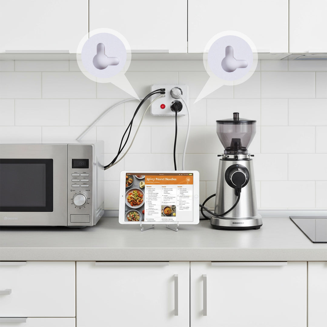 Multiprise Maclean, câble d'extension 2 prises + 3xUSB, 110-240V AC 50/60Hz, 2.1A max 2500W, 1.5m, blanc, MCE387 W