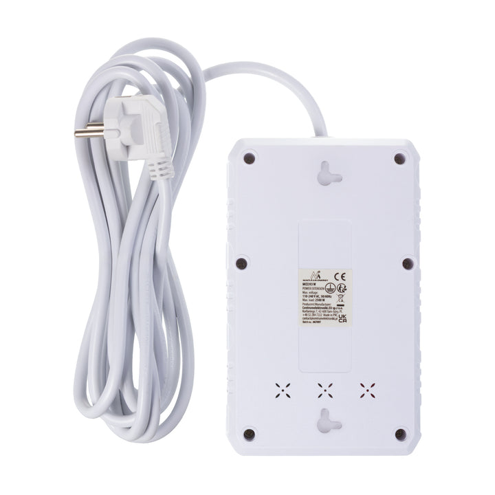 Maclean Steckdosenleiste, 4-Steckdosen-Verlängerungskabel + 3xUSB, 110-240V AC 50/60Hz, 2.1A max 2500W, 3m, weiß, MCE393 W
