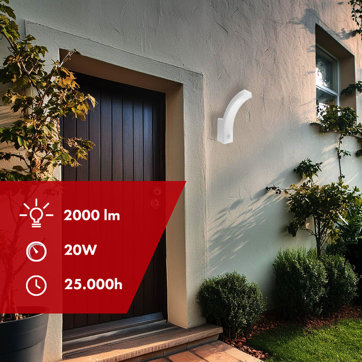 Maclean motion sensor LED lamp, PIR motion sensor, white, 20W, IP65, 2000lm, neutral white (4000K) MCE512 W, 4 pieces