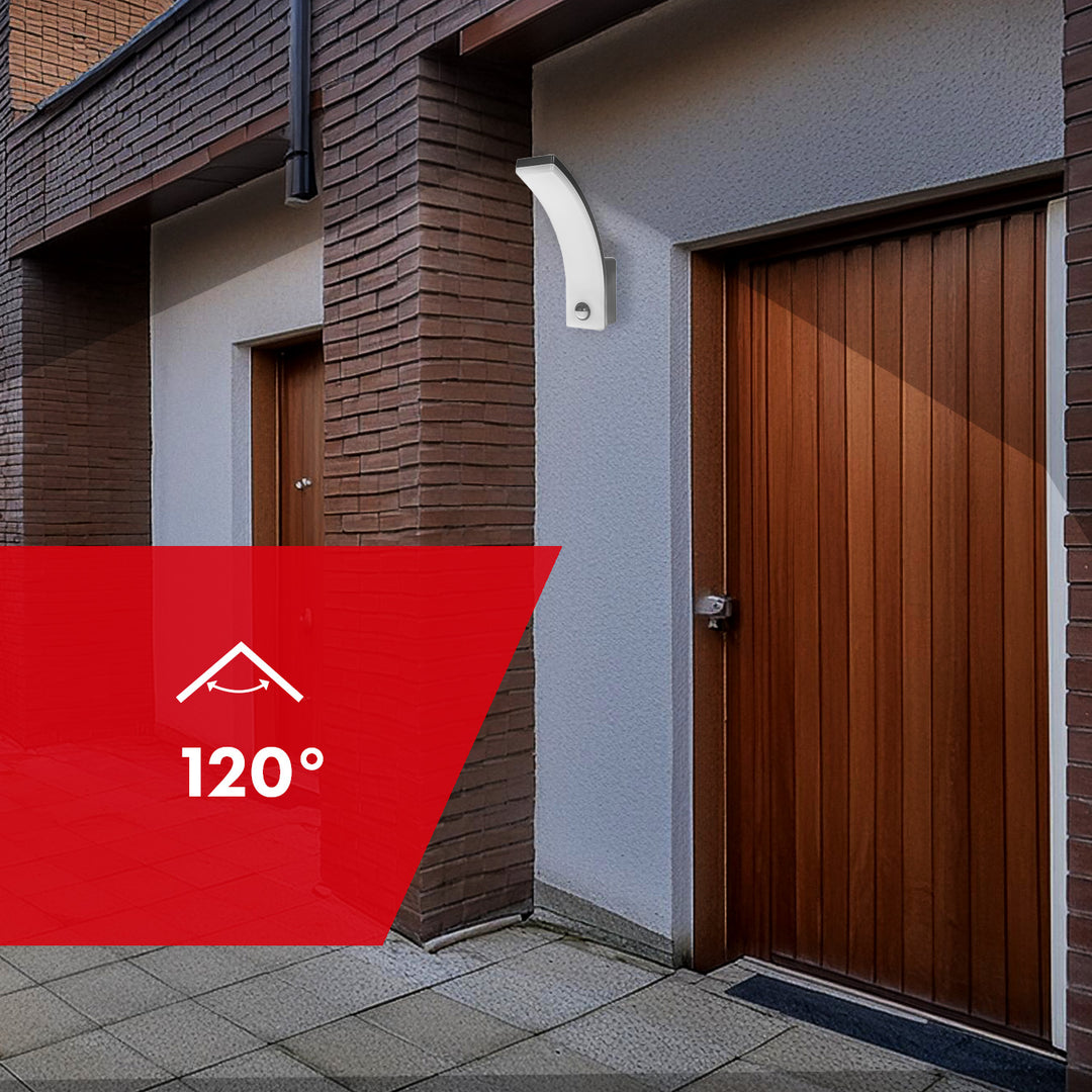 Maclean motion sensor LED lamp, PIR motion sensor, grey, 20W, IP65, 2000lm, neutral white (4000K) MCE512 GR, 2 pieces