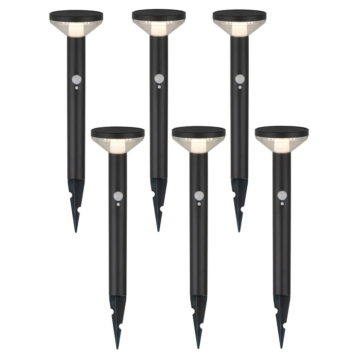 Maclean Solar LED Light, with sensor, 3 modes, plug-in, Li-ion 18650, IP44, 3.7V, 1200 mAh, Black, MCE465 B, 6 pieces