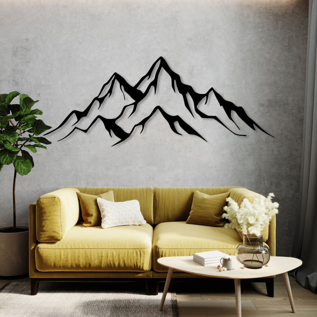Openwork painting, 3D wall decoration, 3D painting "Panorama of Mountains" 67x23cm Black