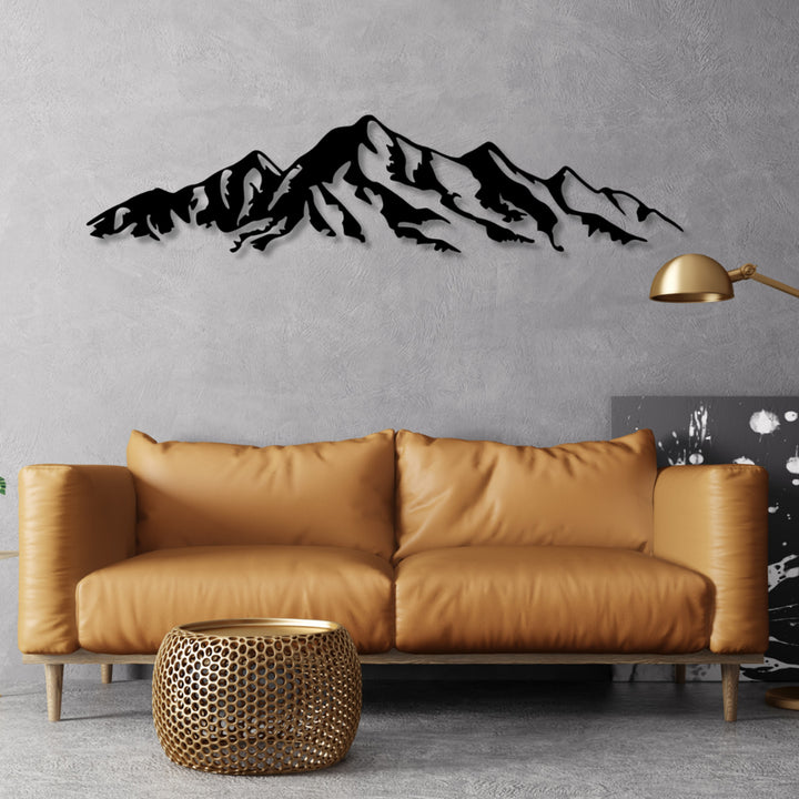 Openwork painting, 3D wall decoration, 3D painting "Alps Mountains" 80x18cm Black