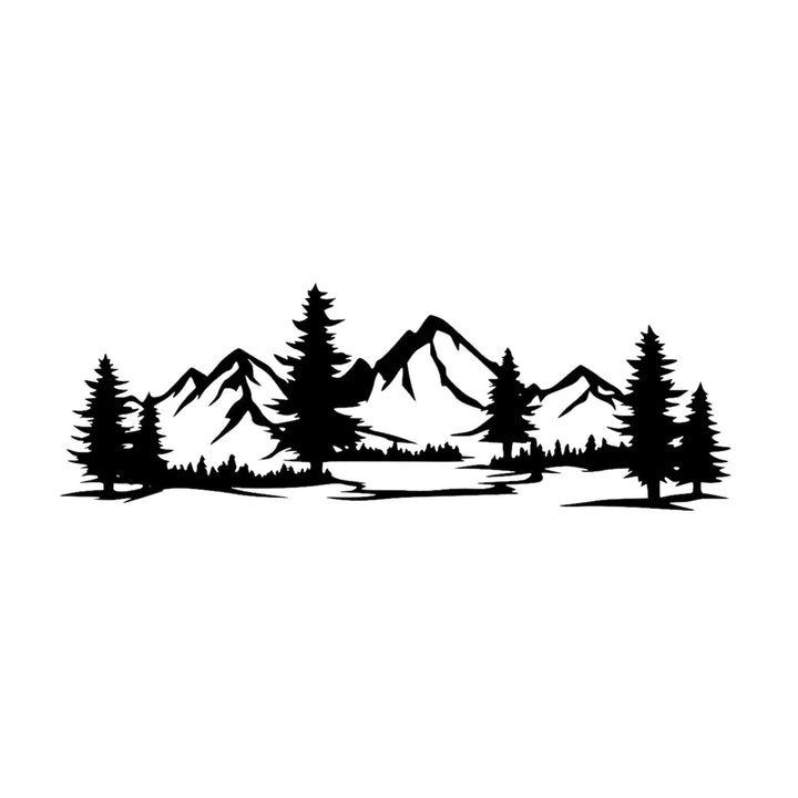Openwork painting, 3D wall decoration, 3D painting "Mountains with forest" 100x34cm Black