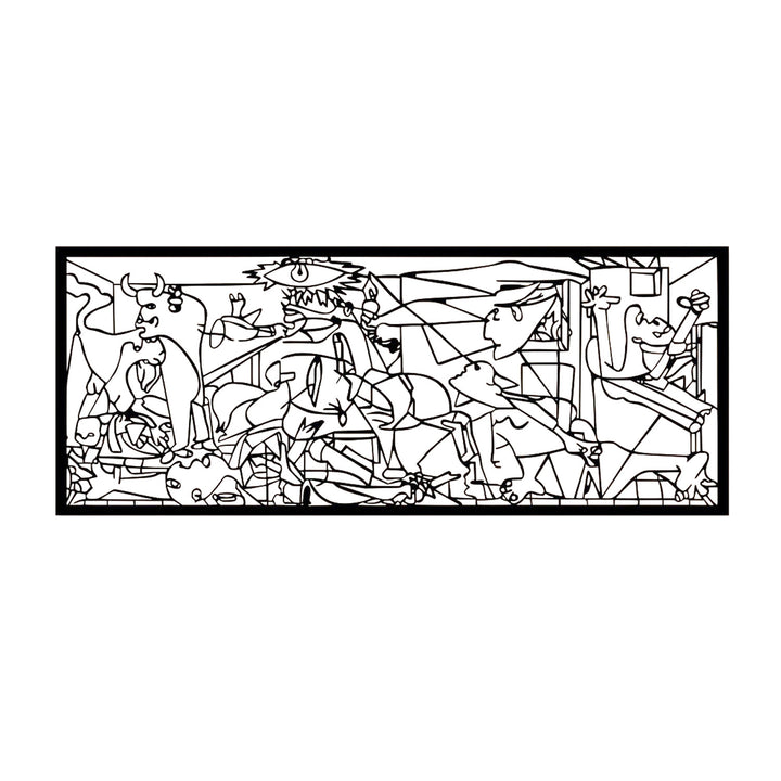 Openwork painting, 3D wall decoration, 3D painting "Guernica Pablo Picasso" 150x60cm Black