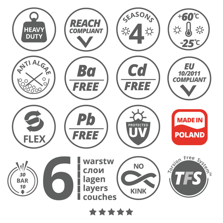 Vartco Professional Plus 1" 30m 6 ply garden water hose