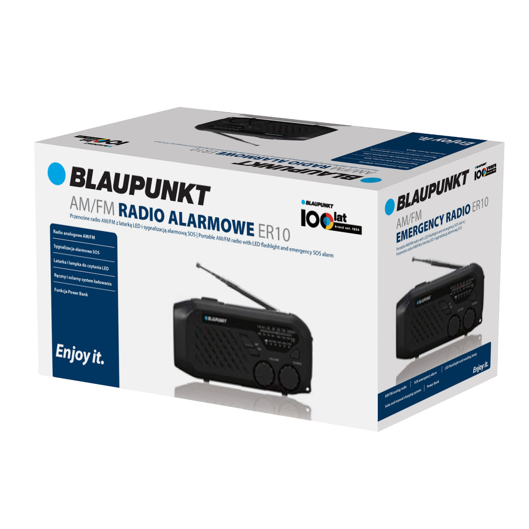 Blaupunkt mains/battery radio, LED flashlight, SOS signaling, Antenna, ER10