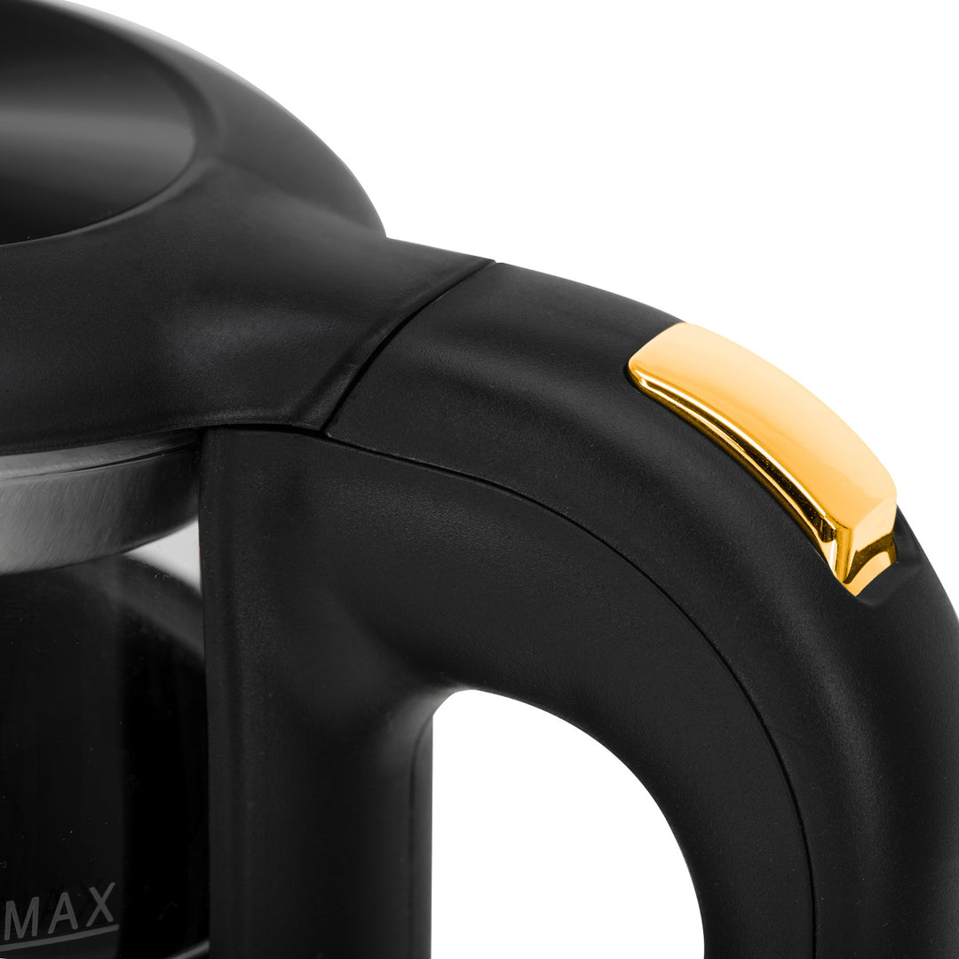 Adler Electric Glass Kettle 1.7L, Black and Gold, Temperature Control, LED Display, AD 1305 bg