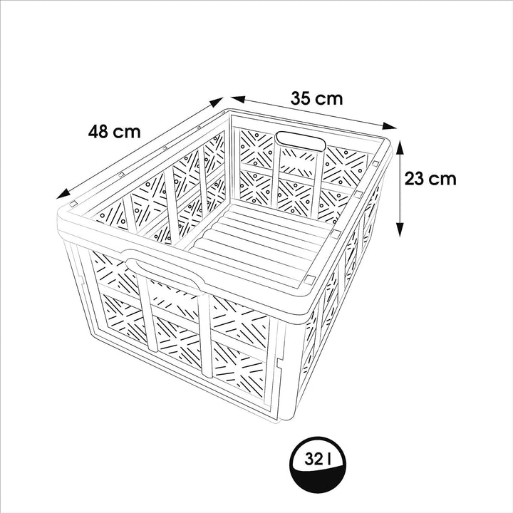 Keeeper plastic folding basket, shopping bin, 32L, grey-black