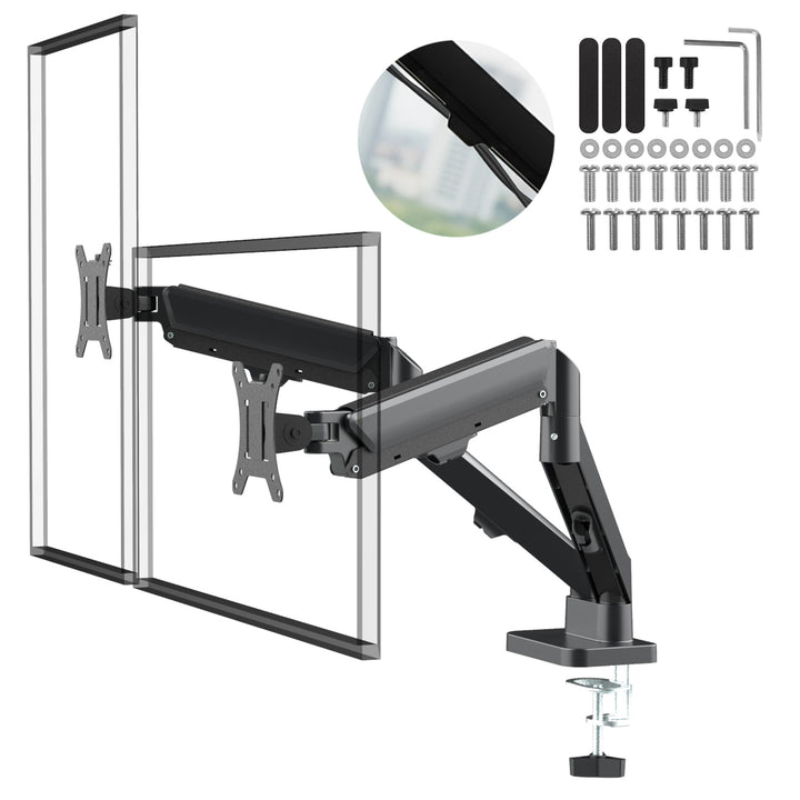 Bevestiging voor 2 Maclean monitoren, gasveer, 17"-32", 2-10kg, zwart, MC-134