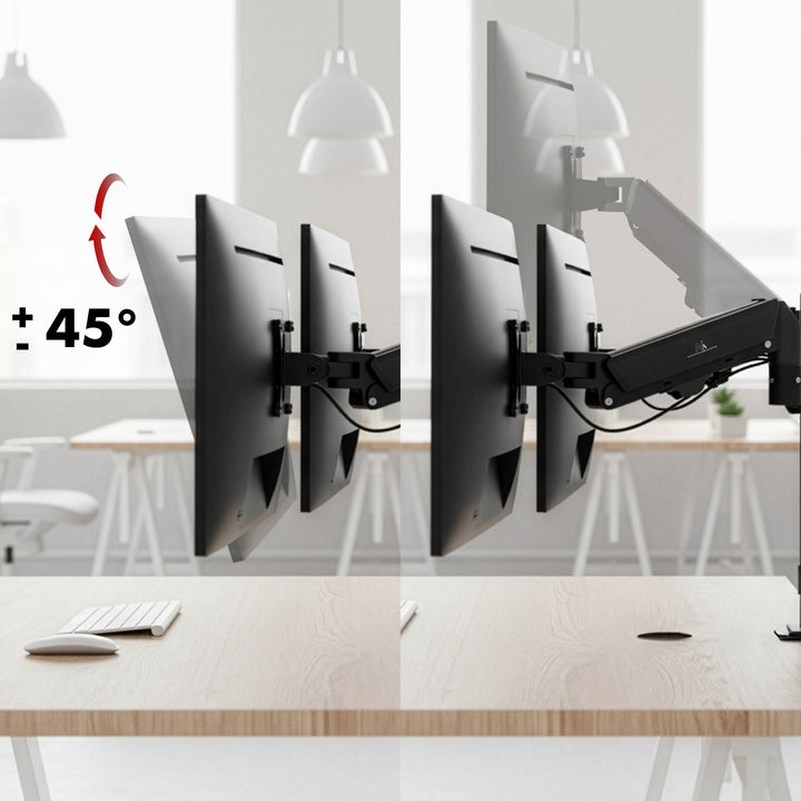 Bevestiging voor 2 Maclean monitoren, gasveer, 17"-32", 2-10kg, zwart, MC-136