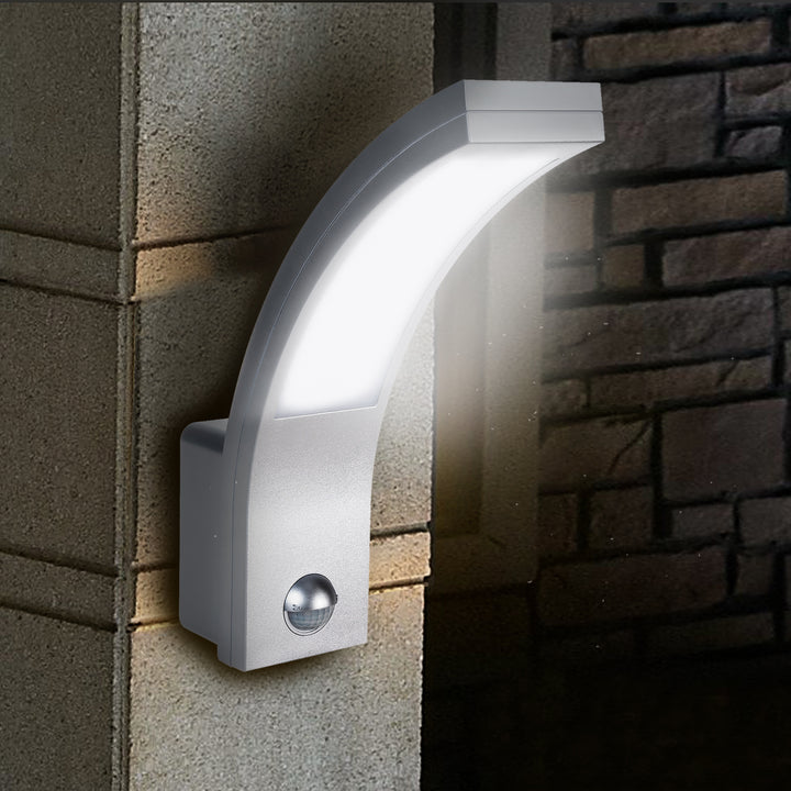 Maclean LED-Lampe mit Bewegungsmelder, PIR-Bewegungsmelder, silber, 10W, IP54, 750lm, neutralweiß (4000K) MCE244 S, 2 Stück