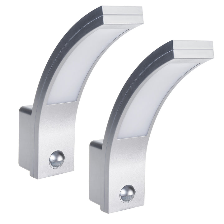 Maclean LED-Lampe mit Bewegungsmelder, PIR-Bewegungsmelder, silber, 10W, IP54, 750lm, neutralweiß (4000K) MCE244 S, 2 Stück