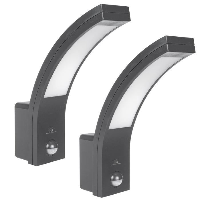 Maclean LED-Lampe mit Bewegungsmelder, PIR-Bewegungsmelder, grau, 10W, IP54, 750lm, neutralweiß (4000K) MCE244 GR, 2 Stück