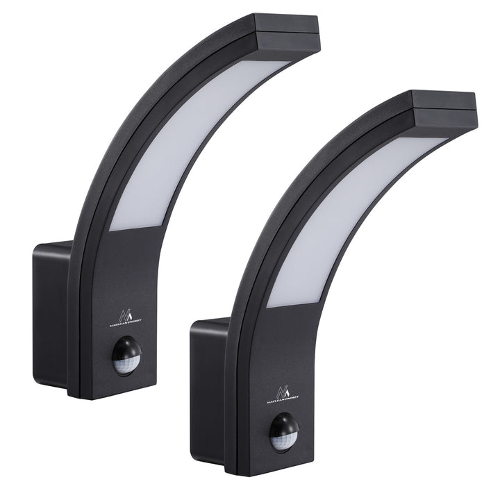 Maclean  LED-Lampe mit Bewegungsmelder, PIR-Sensor, schwarz, 10W, IP54, 750lm, neutralweiß (4000K) MCE244 B, 2 Stück