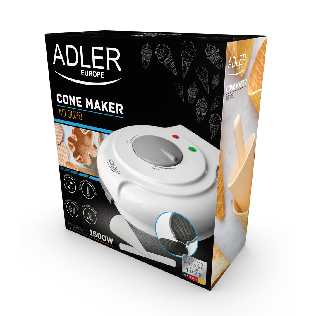Adler waffle maker, infinitely adjustable temperature, 1500W, white, AD 3038