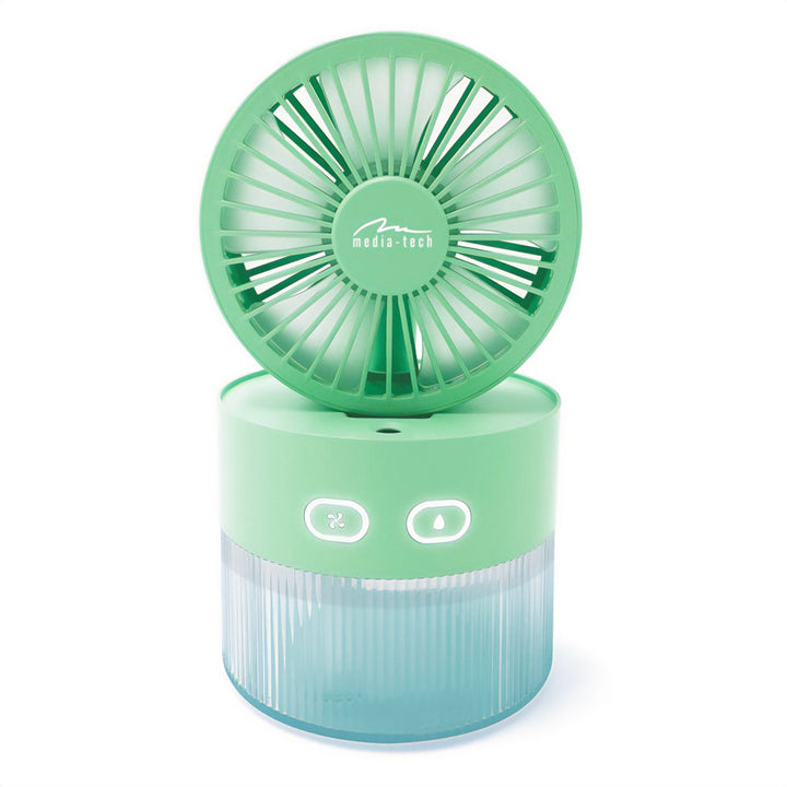 Desktop fan with air humidification. Capacity 350ml. Mist of 40ml/h. USB-C power supply