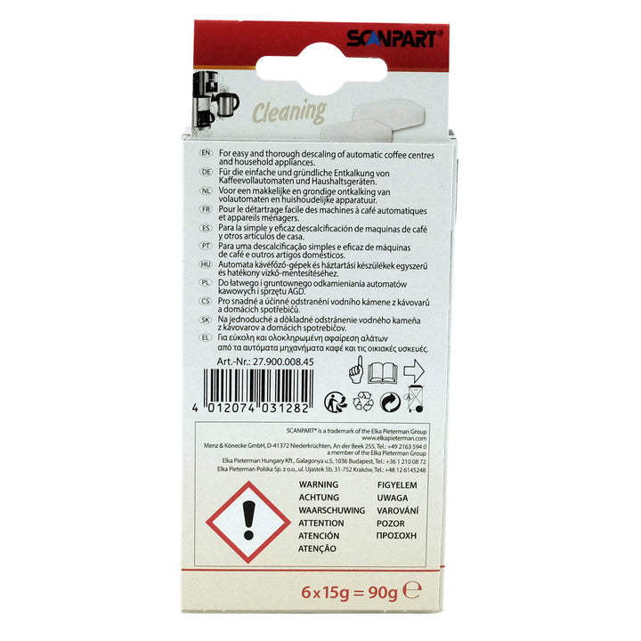 6 tablets for descaling coffee machines etc + 10 tablets for cleaning coffee machines