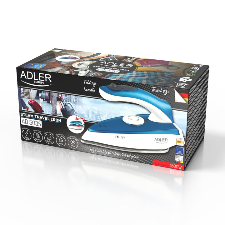 Adler travel iron, with steam, folding handle, power 1700W, AD 5035