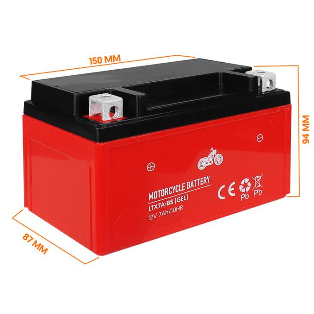Batterie Moto Gel 12V 7Ah LTX7A-BS - Sans Entretien - Compacte 149x85x93 Mm - Résistante Aux Vibrations - Pour Scooter, Quad