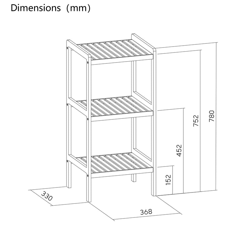 GreenBlue bamboo bathroom cabinet, 370x330x780mm, 3 shelves, GB321, 2 pieces