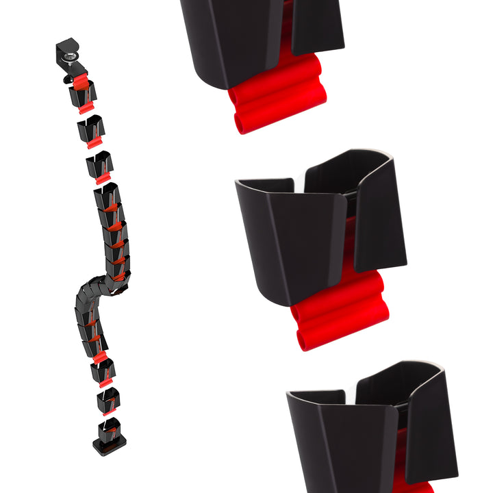 NanoRS gaming desk with monitor shelf, 50kg max, height 850mm, black, RS170+Cable organizer / desk grille Nano RS, 1345mm, black and red, RS125