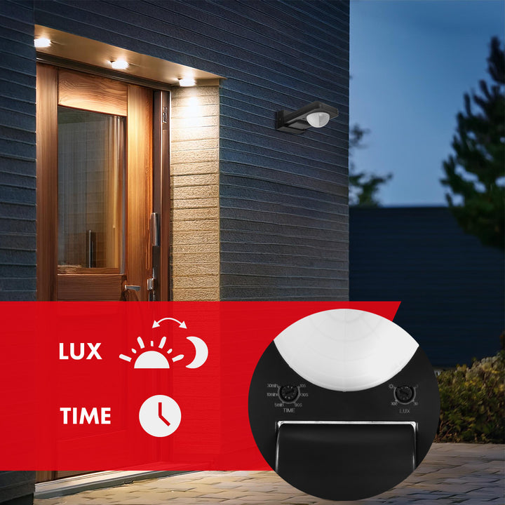 Maclean PIR Bewegungsmelder, Infrarot, IP65, max 2000W, schwarz, MCE243 B, 2 Stück