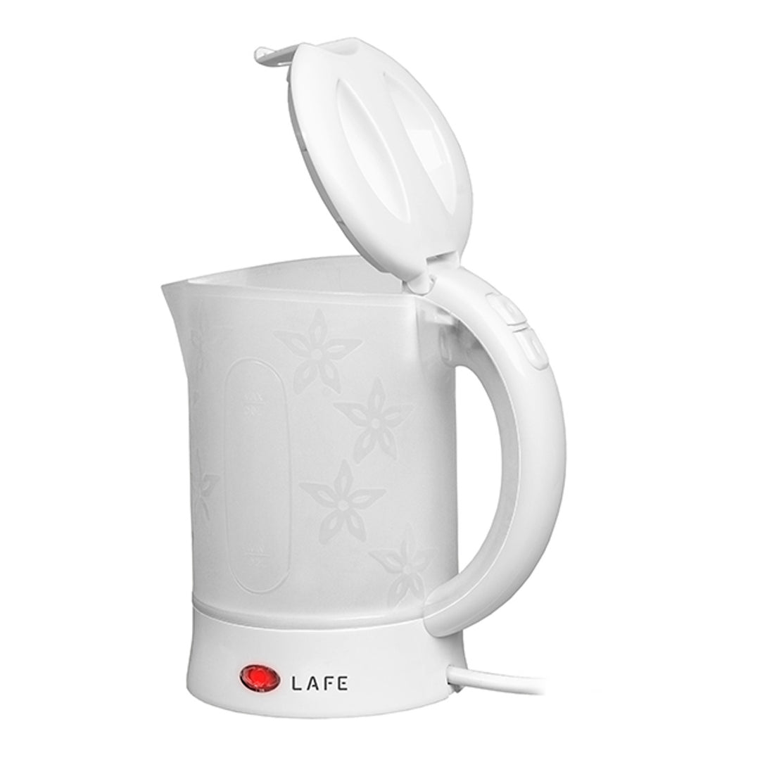 Lafe electric kettle, tourist, 600W, capacity 0.6l, 2 cups, 2 teaspoons, white, Scandi