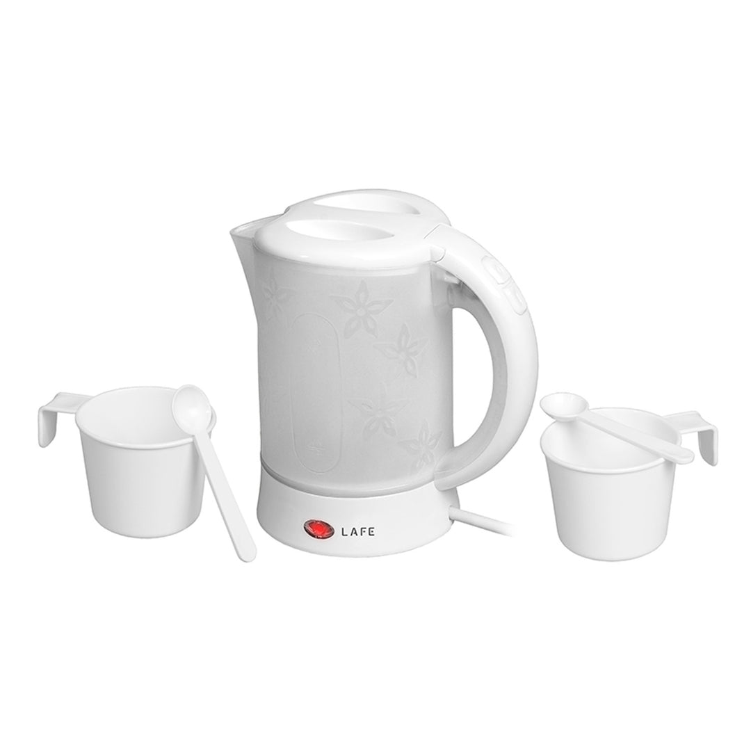 Lafe electric kettle, tourist, 600W, capacity 0.6l, 2 cups, 2 teaspoons, white, Scandi