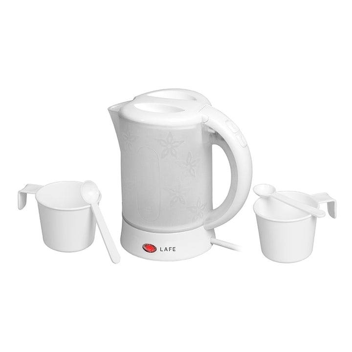 Lafe electric kettle, tourist, 600W, capacity 0.6l, 2 cups, 2 teaspoons, white, Scandi
