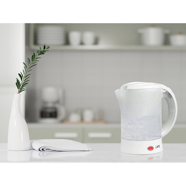 Lafe electric kettle, tourist, 600W, capacity 0.6l, 2 cups, 2 teaspoons, white, Scandi