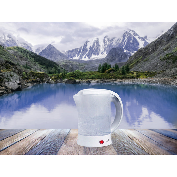Lafe electric kettle, tourist, 600W, capacity 0.6l, 2 cups, 2 teaspoons, white, Scandi
