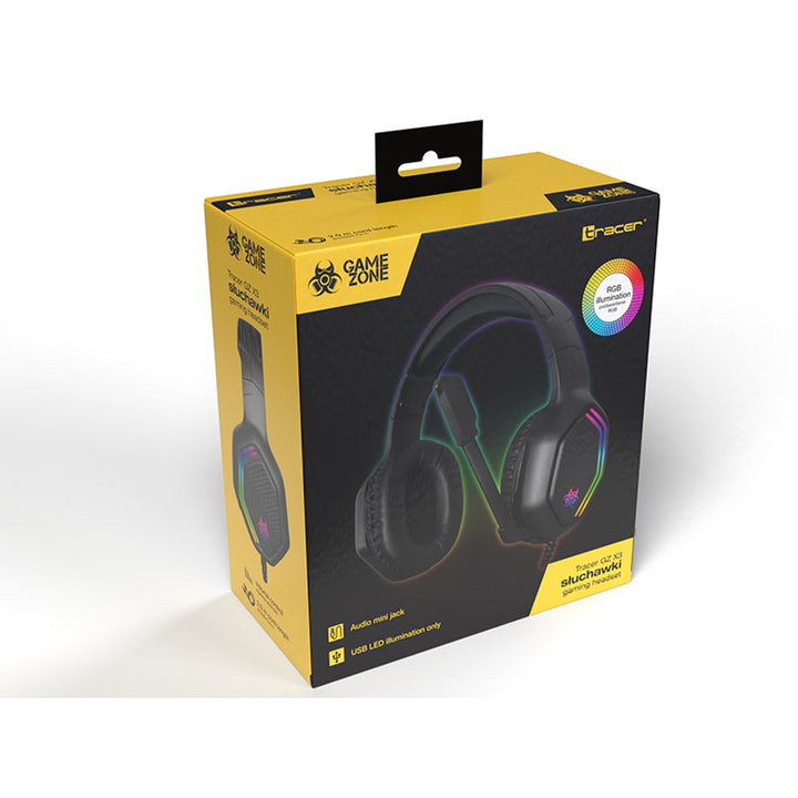 Tracer gaming headphones, RGB backlight, foldable microphone, Gamezone GZ X3