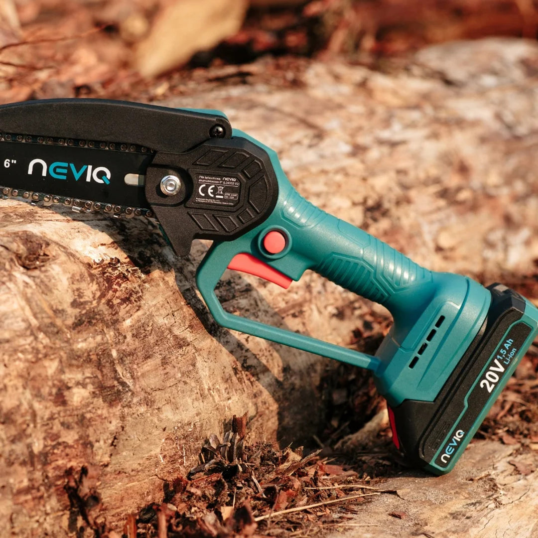 NEVIQ accu-kettingzaag, 6'' zaagblad, 200W, Li-ion 1,5 Ah accu, L04302