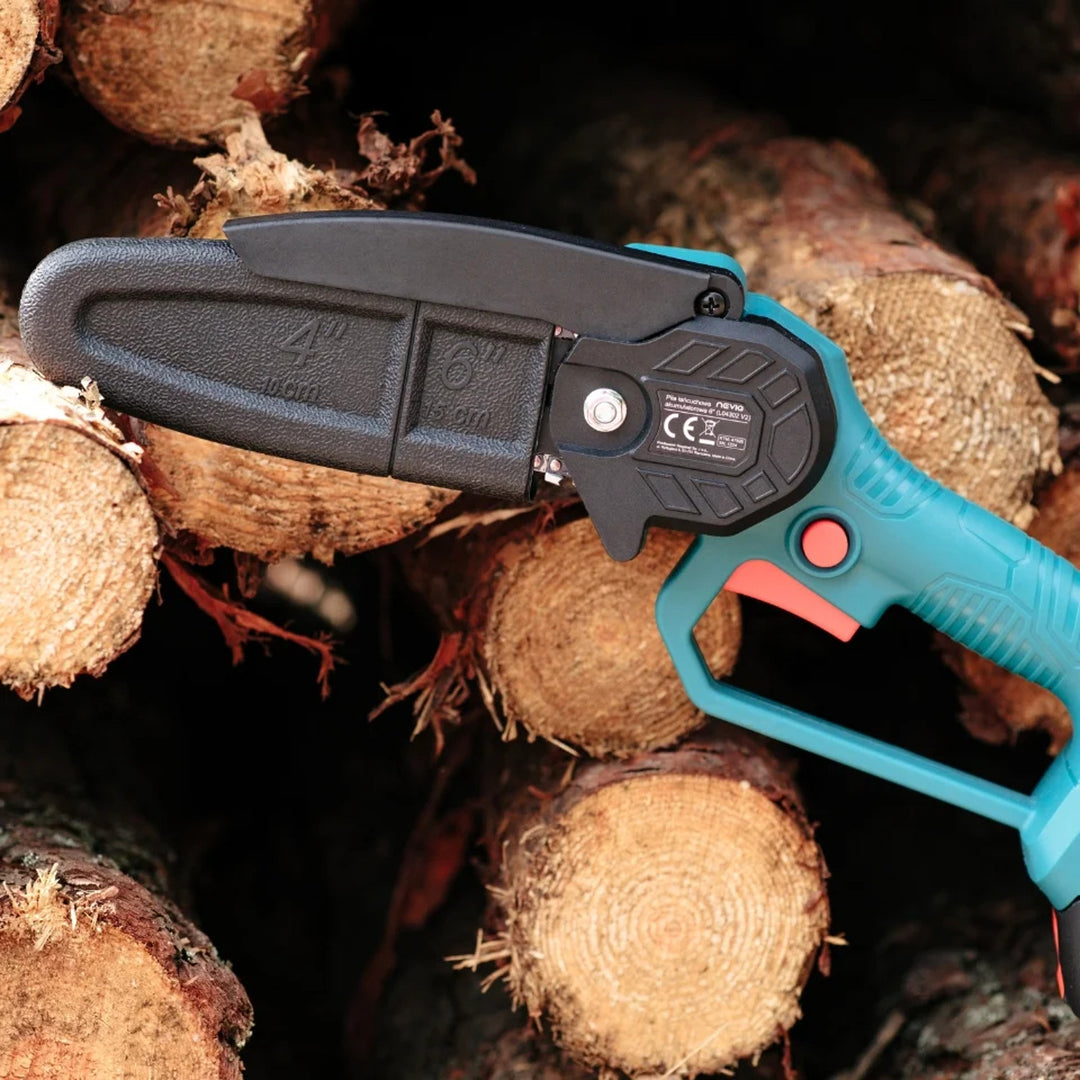 NEVIQ accu-kettingzaag, 6'' zaagblad, 200W, Li-ion 1,5 Ah accu, L04302