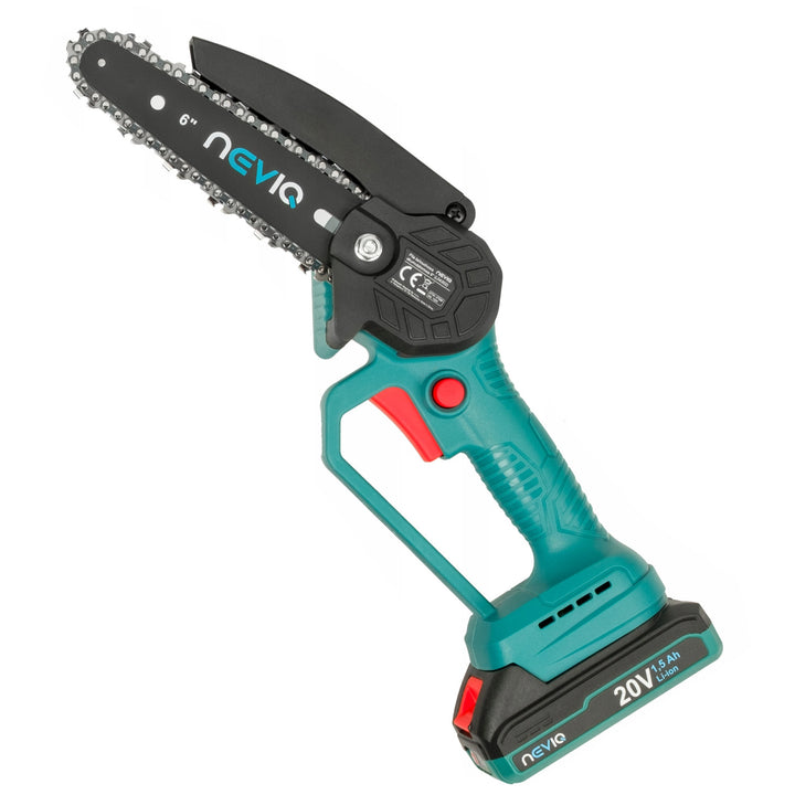 NEVIQ accu-kettingzaag, 6'' zaagblad, 200W, Li-ion 1,5 Ah accu, L04302