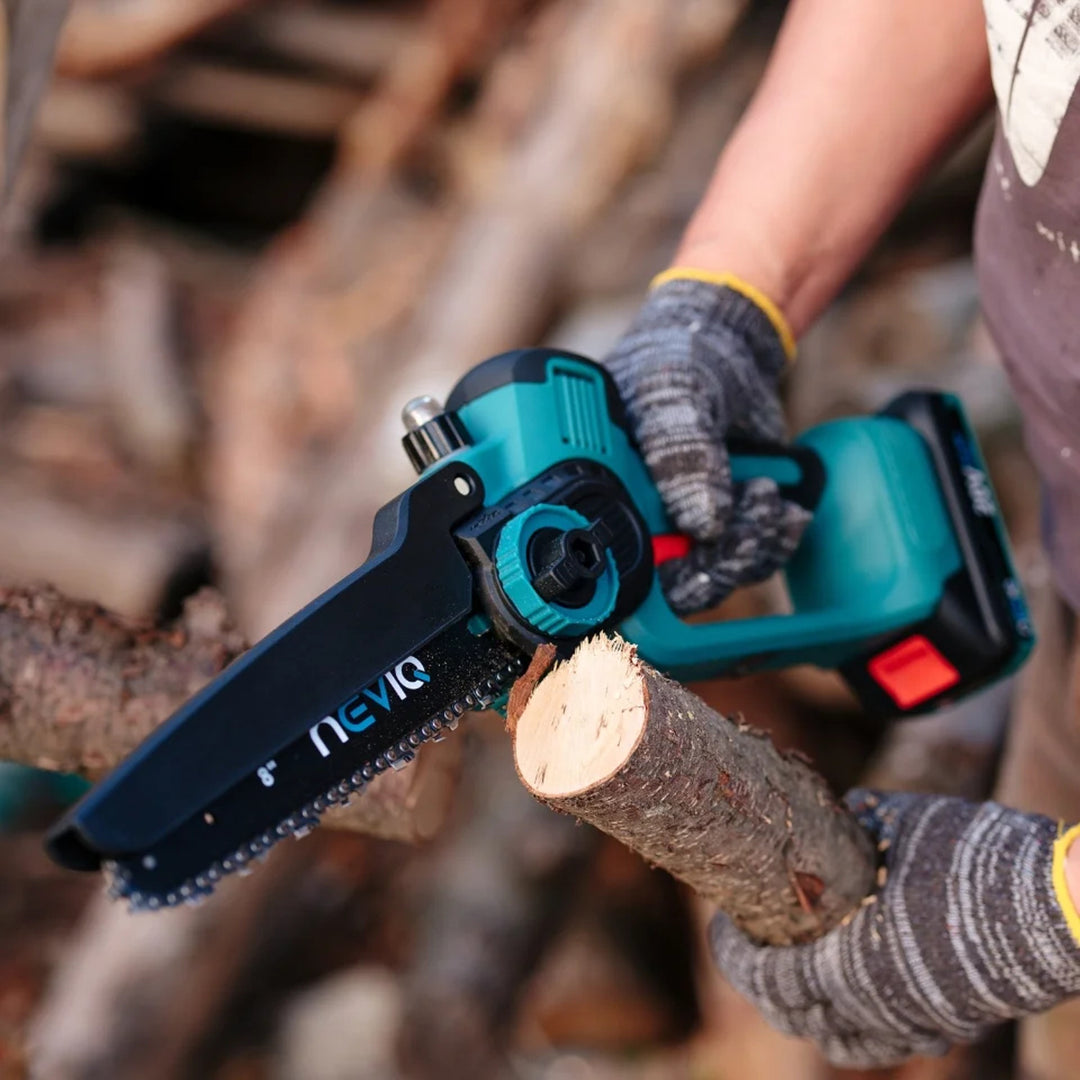Motosierra sin cable NEVIQ, barra de 8'', 500W, motor sin escobillas, LX8303
